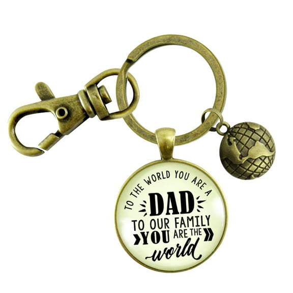 Father Gutsy Goodness Bronze Metal Keychain The World You Are Dad Family Adult Male Gift from Son Daughter