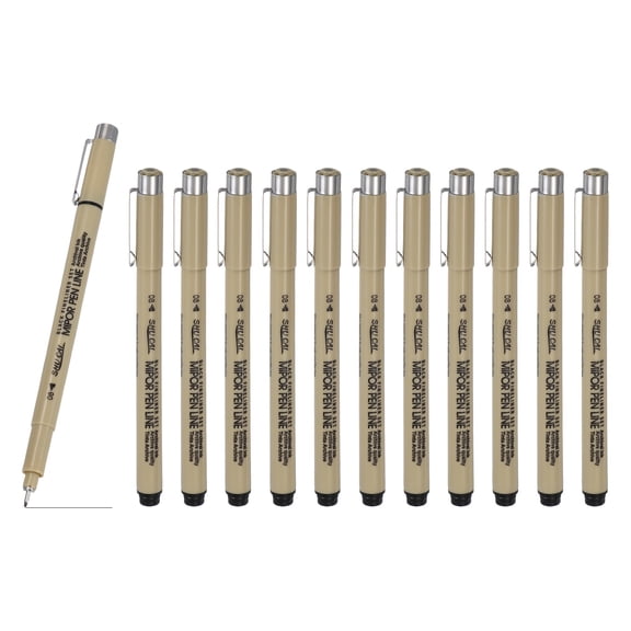 Fineliner Pens, 12 Pcs 08 0.5mm Fineliner Marker Black Waterproof Ink Archival Drawing Pens Art Supplies Set for Sketching