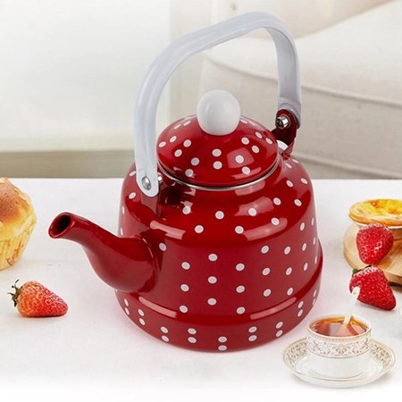 

1Pc Durable Heating Water Lovely Enamel Teapot Kitchen Teapot Coffee Pot Water Pot Vintage A
