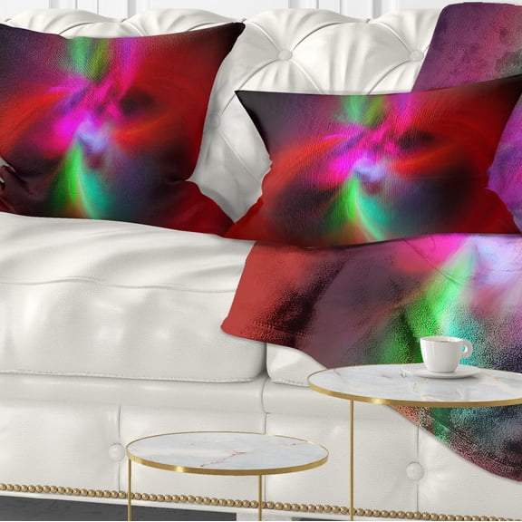 Designart Red Spiral Kaleidoscope - Abstract Throw Pillow - 12x20