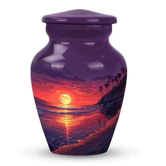 Moonrise Majesty Over the Scarlet Shores, Urn Keepsakes For Ashes, Cremation Keepsake Urns, Mini Keepsake Funeral Urn, Small Keepsake Urns, Keepsake Urn 3''