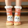 thumbnail image 3 of MZXELPRJD No Show Socks Womens Christmas Cartoon Floor Socks Thicken Warm Non-slip Sleeping Socks Slippers Socks, Crew Socks for Women Orange, 3 of 3