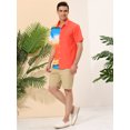 thumbnail image 4 of INSPIRE CHIC Camisas de patchwork con bolsillo en el pecho y manga corta con botones y estampado hawaiano para hombre naranja L, 4 of 6