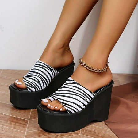 

Women Wedges Slippers Square Toe Thick Bottom Plus Size Female Slides Solid Concise Casual Ladies Summer Flip Flops Fashion NEW