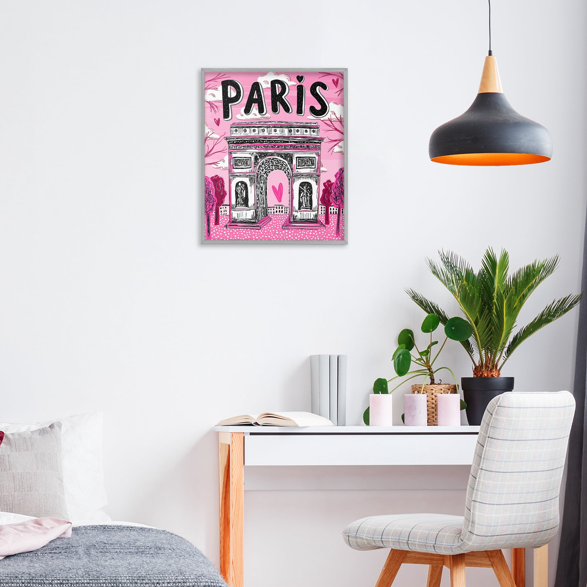 Stupell Industries Romantic Paris Arc de Triomphe Gray Framed Giclee Art, design by Jess Stempel