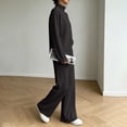 thumbnail image 6 of Byworldtasic Women 2 Piece Loungewear Outfits Mock Neck Long Sleeve Top Drawstring Wide Leg Sweatpant Casual Tracksuit Set, 6 of 7