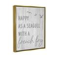 thumbnail image 5 of Stupell Industries Funny Happiness Phrase Rustic Seagull Beach Humor Graphic Art Metallic Gold Floating Framed Canvas Print Wall Art, Design by Daphne Polselli, 5 of 5
