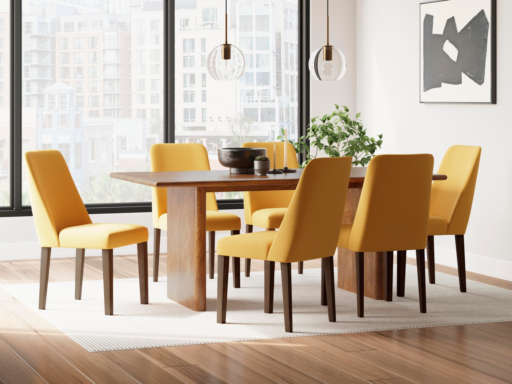 Signature Design by Ashley Lyncott Dining Room Upholstered Side Chair with Foam Cushion, Set of 2, Yellow