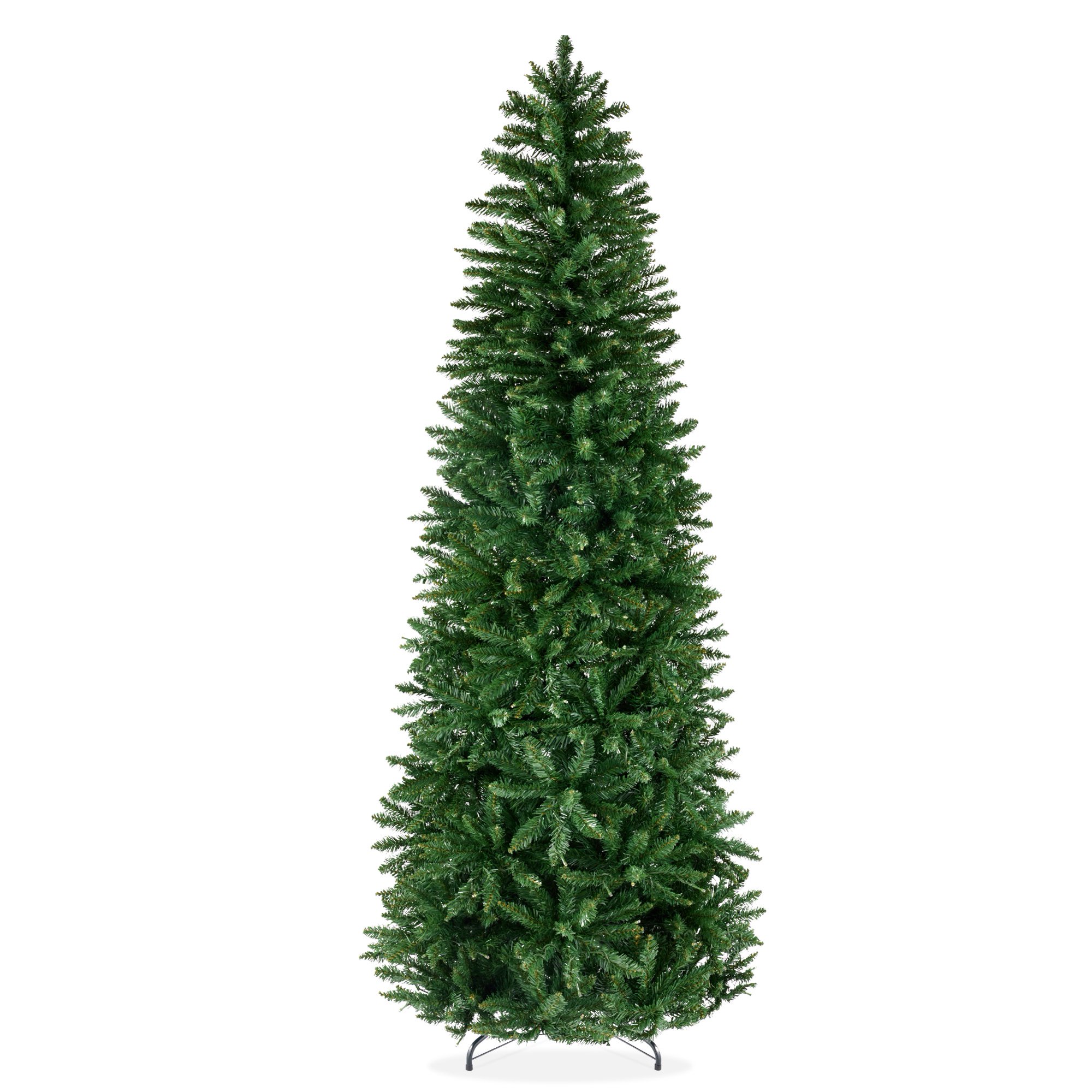 Best Choice Products 7.5ft Unlit Pencil Christmas Tree, Spruce Style Holiday Decor w/ 1,075 Branch Tips, Metal Base