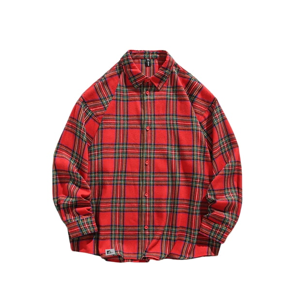 Blusa y camisa de manga larga con cuello vuelto para hombre, blusa informal a cuadros con botones y cuello vuelto, blusa de manga larga para hombre