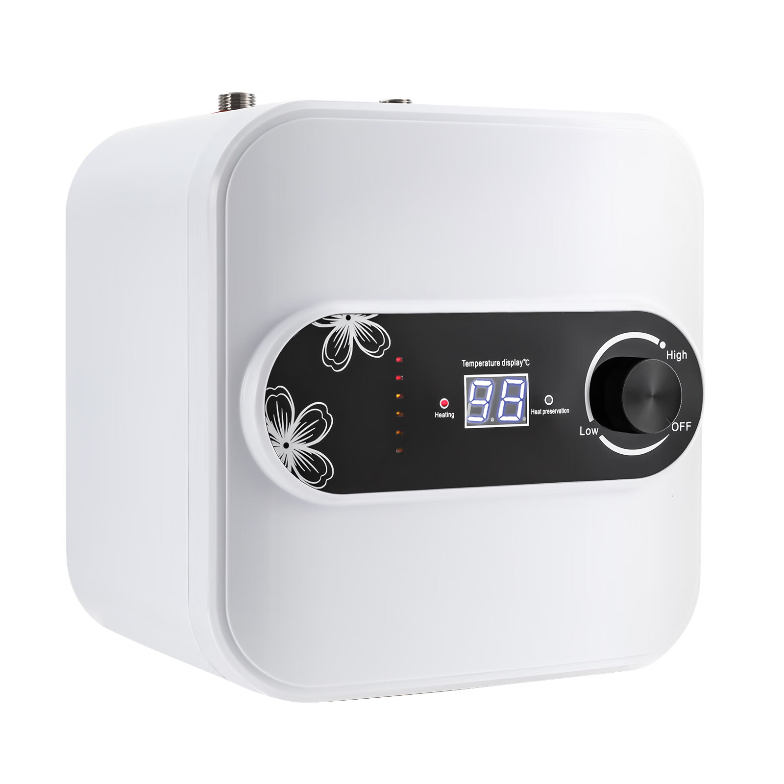 Aiqidi 1500W 110V LCD Electric Water Heater 8L Vertical Mini-Tank Instant Hot Water Boiler White for RV Kitchen Bathroom Under Sink Counter Cupboard IPX4 30-65°C