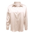 thumbnail image 4 of TTUHYWXI Womens Satin Silk Button Down Shirts Long Sleeve Blouse Casual Work Office Tops (Beige, L), 4 of 5