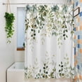 thumbnail image 3 of Sage Green Eucalyptus Leaves Shower Curtain Set, Waterproof Shower Curtains for Bathroom, Spring Botanical Floral Washable Fabric Cloth Bath Curtain for Bathtub Decoration with Hooks 60x72 Inches, 3 of 9