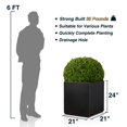 thumbnail image 6 of Metallic Heavy Cube Planter Box, 21Lx21Wx24H inches, Large Square Planter for Outdoor and Indoor 35lb Black with Gold Rim, 6 of 7