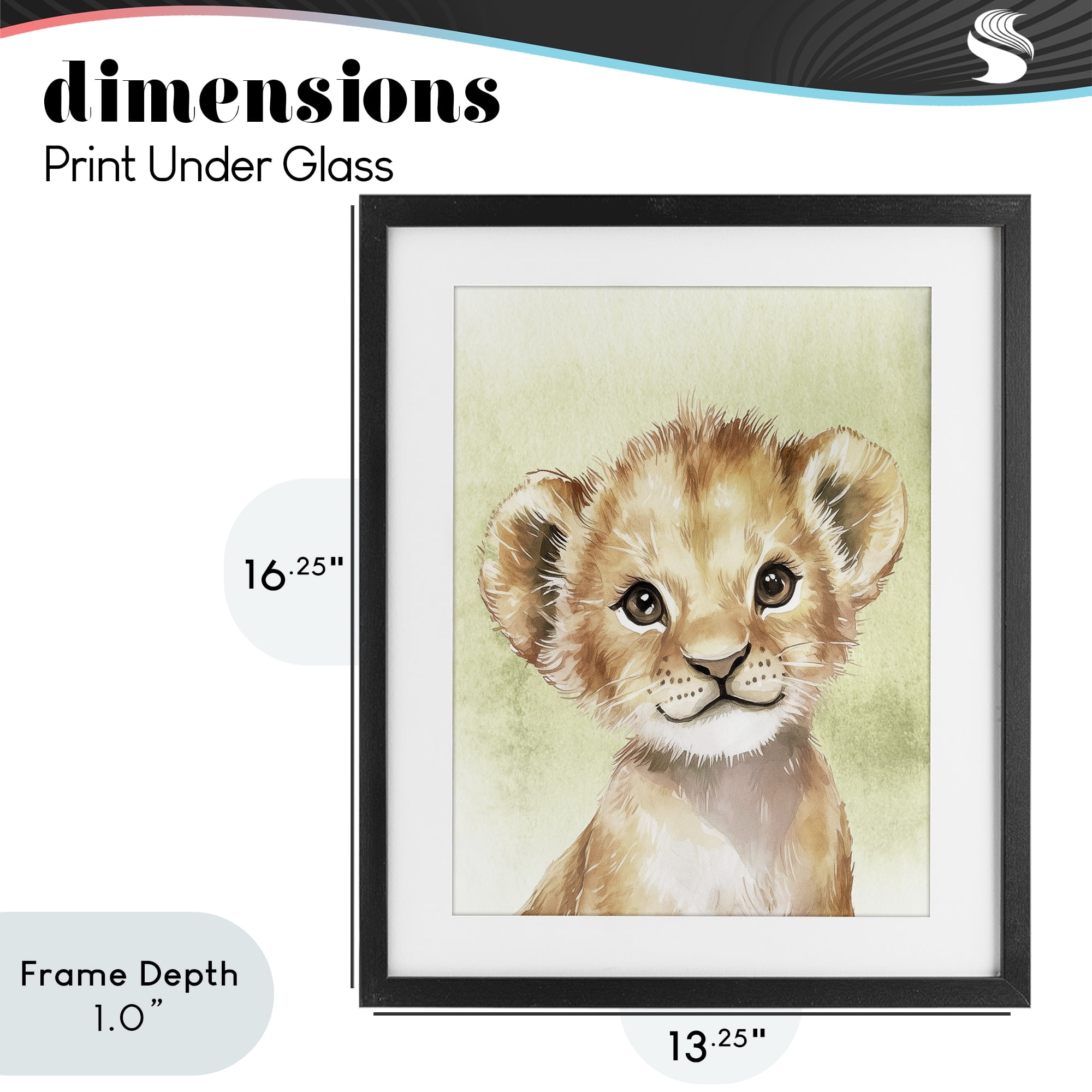 Stupell Industries Jungle Friends Baby Lion Black Framed Print Under Glass, design by Christine Simpson Art