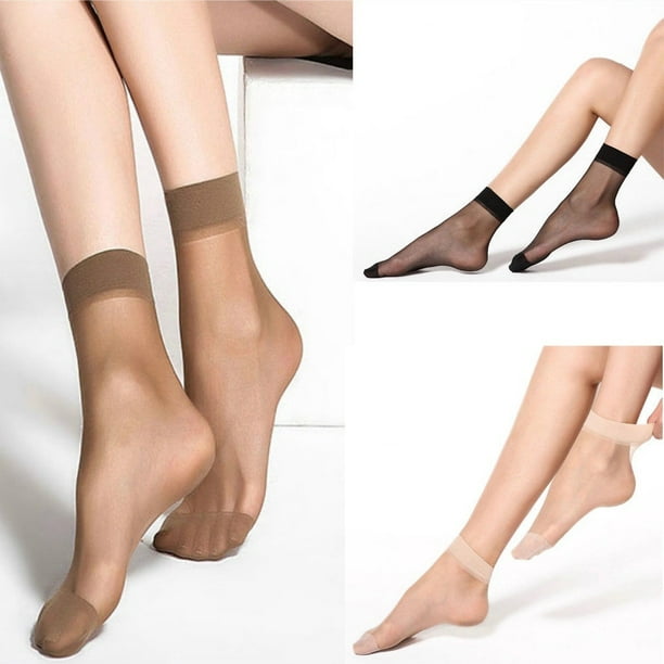 Ladies Nylon Elastic Short Ankle Sheer Stockings Women Short Socks 10 Pairs
