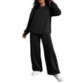 thumbnail image 2 of Huankd Women's 2 Piece Lounge Set Travel Airport Outfits Tracksuit Wide Leg Loungewear Baggy Comfy Sweatsuit Black S, 2 of 4
