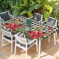 thumbnail image 2 of Christmas Table Cloths for 3 Foot Rectangle Tables, Winter Poinsettia Berry Black White Plaid Patio Waterproof Elastic Fitted Tablecloths, Washable Rectangular Table Cover for Camping, 2 of 8