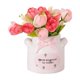 thumbnail image 2 of Bonsái de flores artificiales con maceta de cerámica para decoración del hogar u oficina, centro de mesa de bajo mantenimiento, estantería y decoración de escritorio, 2 of 5