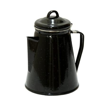 Stansport Enamel Percolator Coffee Pot 8 Cup - Black, Steel