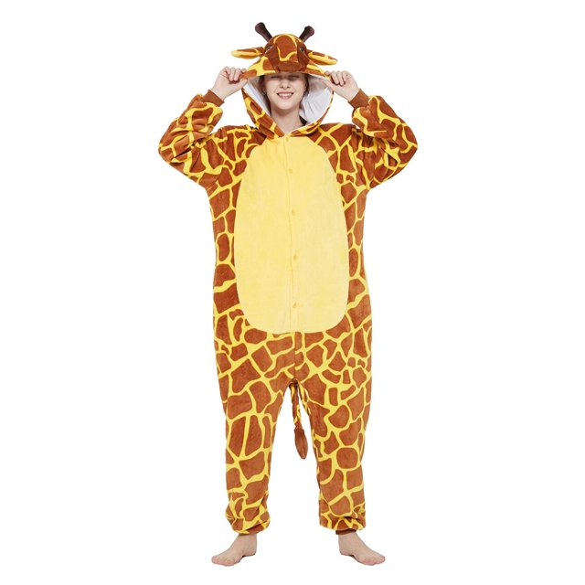 pijamas enteros Mono de dormir de franela para mujer, jirafa de pijama de cuerpo completo de dibujos animados de unicornio Kigurumi, mono de vaca, para vacaciones de Navidad