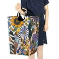 thumbnail image 4 of Yayeee Freestanding Laundry Hamper with Handle Collapsible Large Storage Basket for Clothes, Purple Flowers, 4 of 7