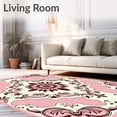 thumbnail image 2 of ODIKA 5'x7' Machine Washable Non-Slip Area Rug, Wildflower Medallion Blossom Motif with Interlocking Petal Scrollwork High Traffic Rug, Pink, 554262, 2 of 7