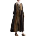 thumbnail image 1 of Vestido suelto de mujer con bolsillos Manga larga Impreso Vintage Casual Vestido de vacaciones MABOTO Vestido, 1 of 7