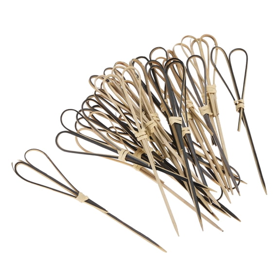 Bamboo Cocktail Toothpicks Heart Shaped Drink Picks Skewer 100Pack, Black