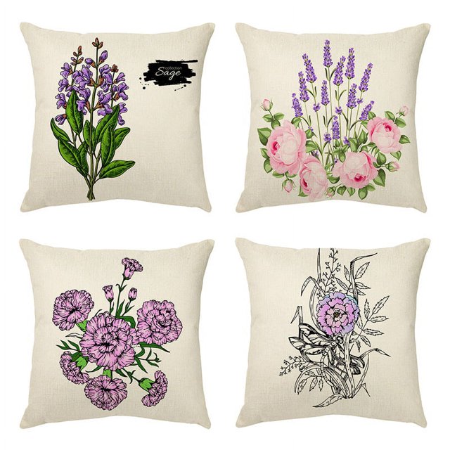 Funda de cojín Flores de Lavanda Morada 45 x 45 cm Poliéster Sailing Electrónica