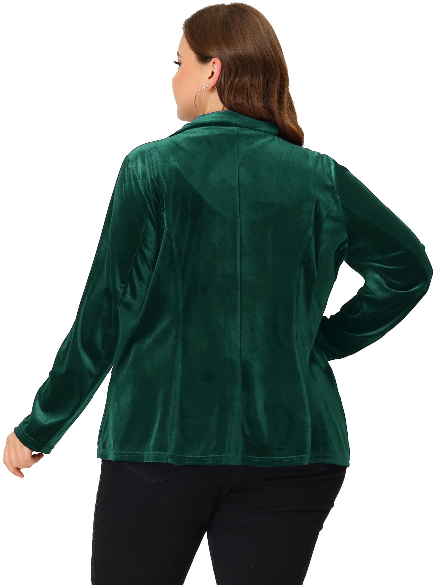 DARING DIVA Women's Plus Size Vintage Party Button Notched Lapel Blazer 3X Dark Green