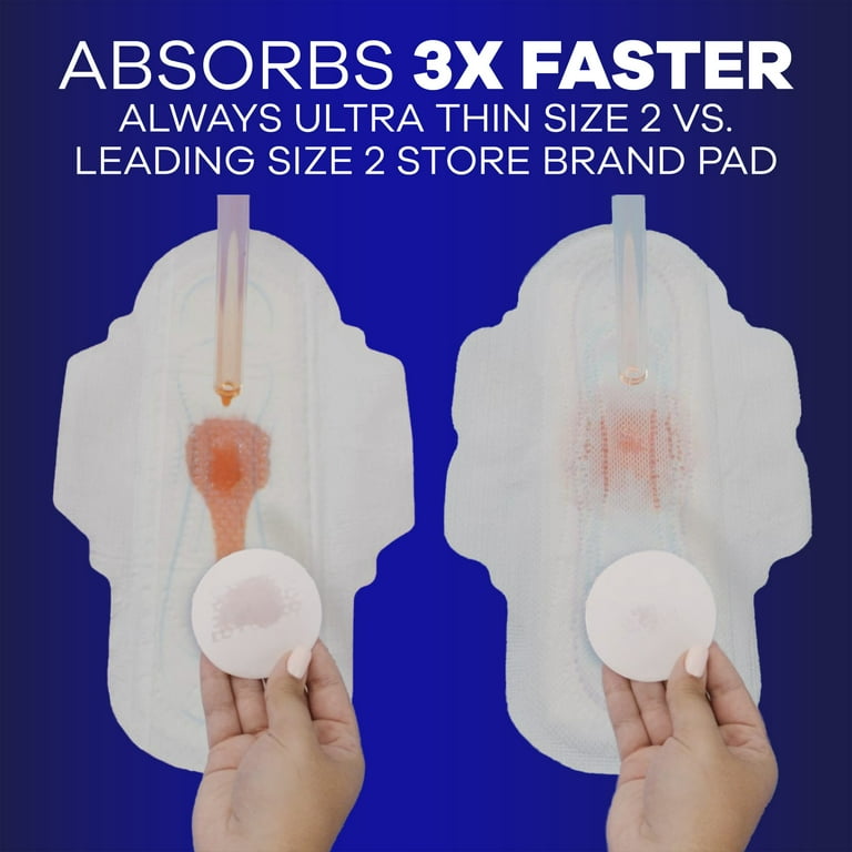 Always Ultra Thin Overnight Pads with Wings, Size 5, Extra Heavy Overnight Absorbency, 46 CT