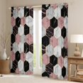 thumbnail image 2 of Black Pink Grey Curtains & Drapes Marbling Marble Curtains, Geometry Honeycomb 30%-50% Blackout Curtains Aesthetic Hexagon Living Room Curtains, Geometric Mountain Fluid Window Curtains, 2 of 6