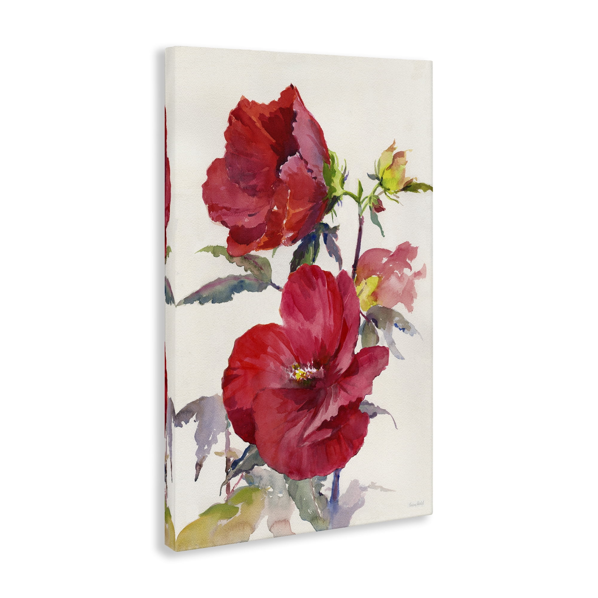Stupell Industries Two Red Poppies Botanical & Floral Painting Gallery Wrapped Canvas Art Print Wall Art, 24 x 36