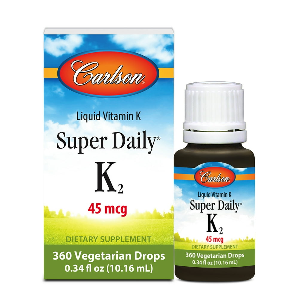 Carlson Super Daily K2, 45 mcg, Vitamin K Drops, K2 as MK7, Vegetarian, Unflavored, 360 Drops