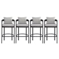thumbnail image 3 of Christopher Knight Home 42"H Outdoor Patio Bar Stools Set of 4, Iron Frame with Light Gray Cushion, 3 of 10