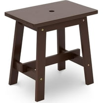 HYJY Rectangular Acacia Wood Stool, Small Bench Seat, 18 Inch Stool, Wood Bathroom Vanity Bench, Plant Stand Indoor, 350 LBS Load Capacity, 1-Year Manufacturer Warranty (Brown)