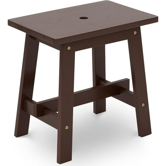SSyao Rectangular Acacia Wood Stool, Small Bench Seat, 18 Inch Stool, Wood Bathroom Vanity Bench, Plant Stand Indoor, 350 LBS Load Capacity, 1-Year Manufacturer Warranty