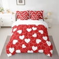 thumbnail image 3 of Feelyou Cute Love Heart Twin Bedding Sets 7-Piece for Teen, Romantic Cartoon Bedding Comforter Set, Red White Graffiti Lines Reversible Sheet Sets, Breathable Home Decor, 3 of 9