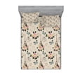 thumbnail image 2 of Modern Bedding Set with Sheet & Covers, French Eiffel Tower Shabby Form Style Garden Roses Butterfly Flowers Leaves Artwork, Printed Bedroom Decor 2 Shams, 4 Sizes, Multicolor, by Ambesonne, 2 of 3