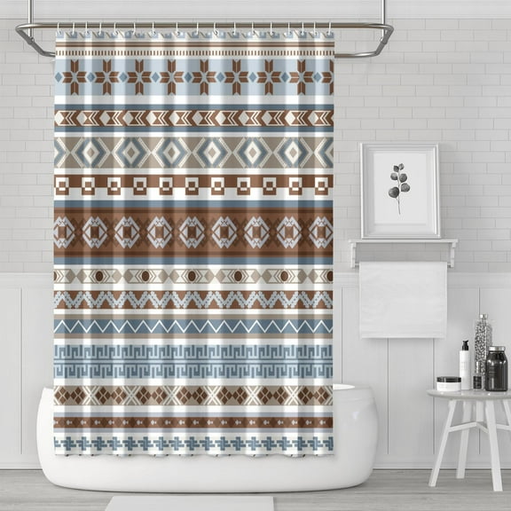 Waterproof Bohemia Stripe Shower Curtain 72x72 Inch Boho Style Polyester Unique Shower Curtain for Bathroom Hotel Home Decor with 12 Plastic Hooks