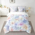 thumbnail image 2 of Homewish Watercolor Graffiti Floral 7-Piece Twin Bedding Sets,Spring Natural Theme Bedding Comforter Set,Blue Orange Pink Sheet Sets For Girls Boys,Luxury Bedroom Decor Reversible, 2 of 8