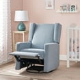 thumbnail image 5 of Wafa Contemporary Fabric Upholstered Swivel Recliner, Dusty Blue and Black, 5 of 13