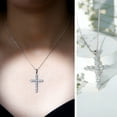 thumbnail image 3 of Rosec Jewels - Certified Moissanite Cross Necklace Pendant with Chain (D-VS1 Quality) - Womens Ready to Gift for Christmas, 14K White Gold, 3 of 8