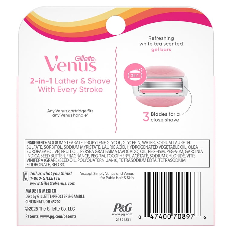 Venus Summer Surf ComfortGlide3 Blade Refills, 4 Count - Walmart.com