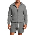 thumbnail image 2 of LEKWK Tracksuit Men Windbreaker Lightweight 2 Piece Outfit Full Zip Hooded Jacket and Shorts Matching Sets Activewear for Gym Running Biker Workout, 2 of 5