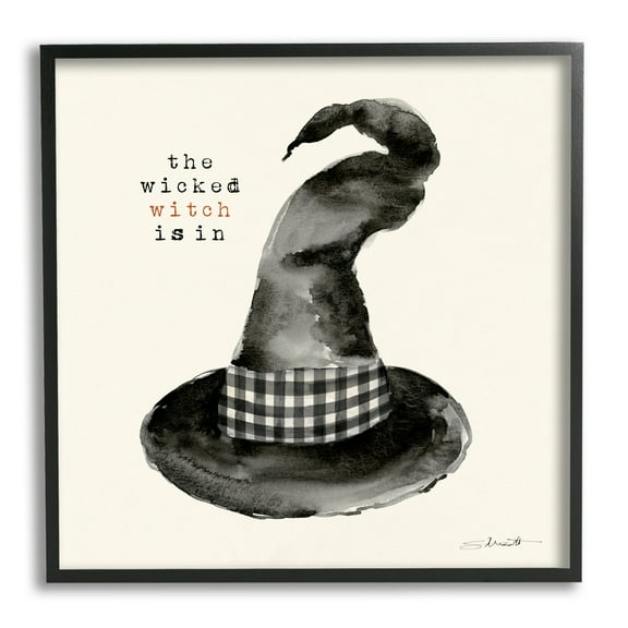 Stupell Industries The Wicked Witch Is In Halloween Holiday Painting Black Framed Art Print Wall Art