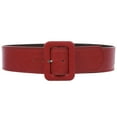 thumbnail image 1 of Women's 2 1/4" Wide High Waist Stitch Rectangular Leather Belt, 1 of 3