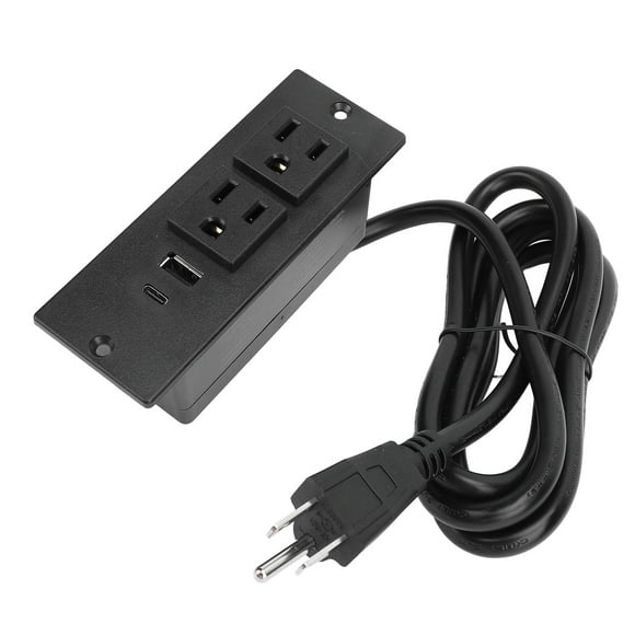Recessed Power Strip with PD20W 125V 2 USB Ports, Flush Mount Desk Outlet Flat Plug - 1.5m Cord, Surface Mount Outlet Box Hidden Outlet, Space Saver