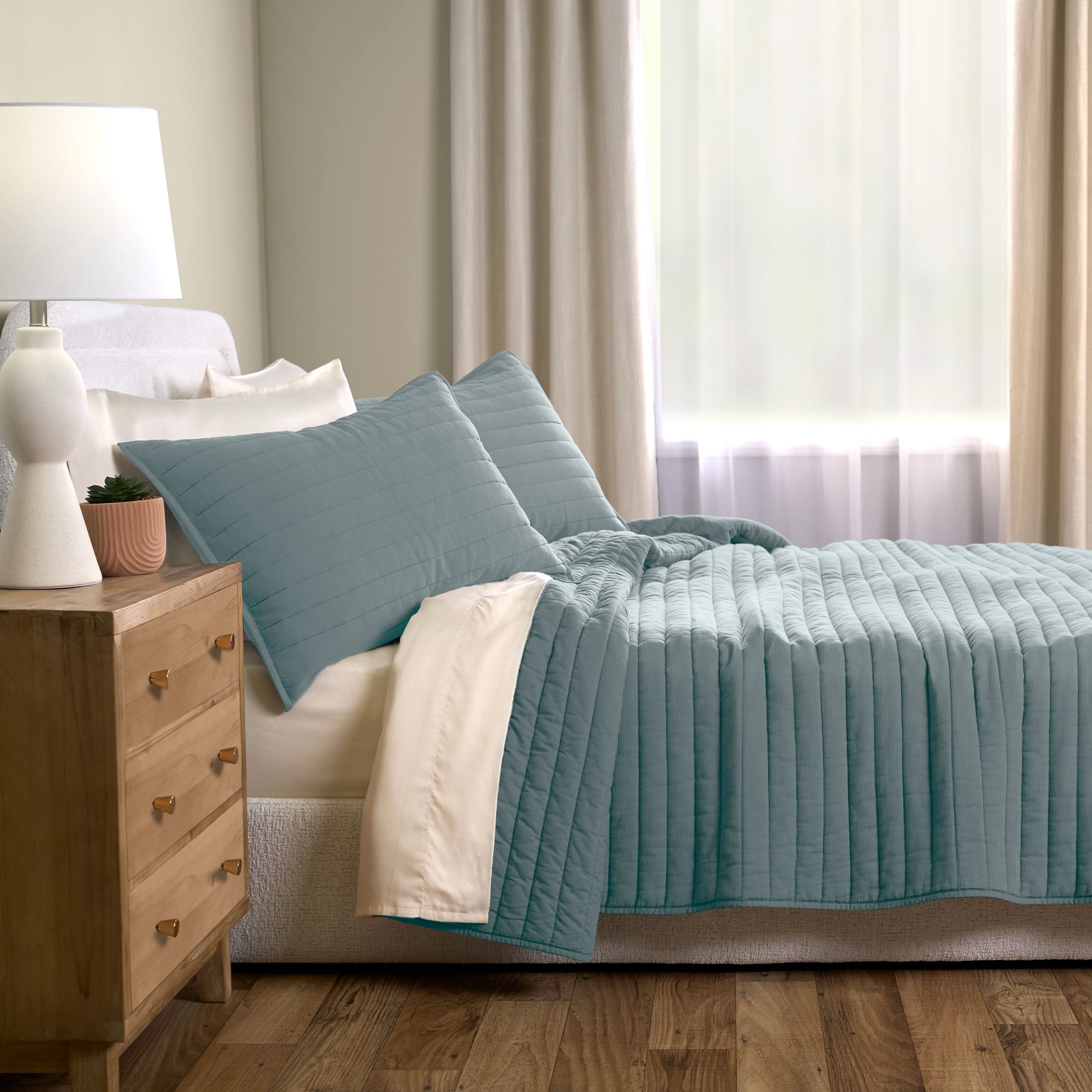Allswell Organic Cotton 3-Piece Quilt Set, Slate Blue, King/California King